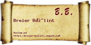Breier Bálint névjegykártya